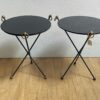 1940/50′ Pair Or Similar Wrought Iron And Brass Pedestal Tables Jacques Adnet Style Diameter 50 cm