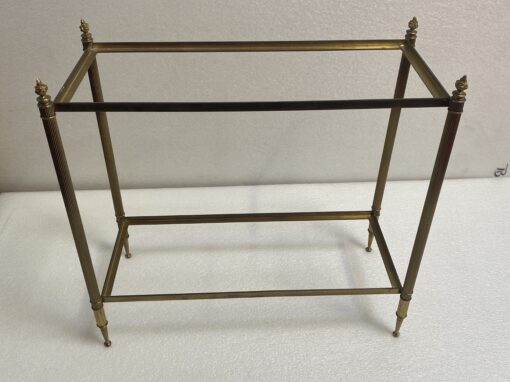 1950/70' Bout De Canapé Rectangulaire Maison Bagués Laiton et Bronze Plateaux Feuilles d or Fixées Sous Verre et Avec Flammes Olympiques 64 X 29 cm – Image 11