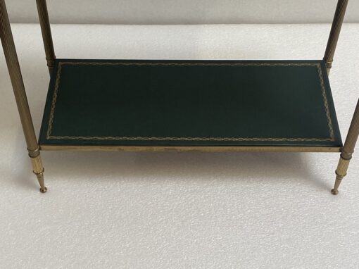 1950/70' Bout De Canapé Rectangulaire Maison Bagués Laiton et Bronze Plateaux Feuilles d or Fixées Sous Verre et Avec Flammes Olympiques 64 X 29 cm – Image 4