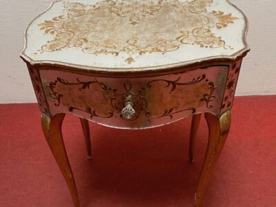 1950′ Crossbow Commode 1 Drawer Golden Wood And Metacrylate Eglomise Maison Bagués 48 X 41 X H 58 cm