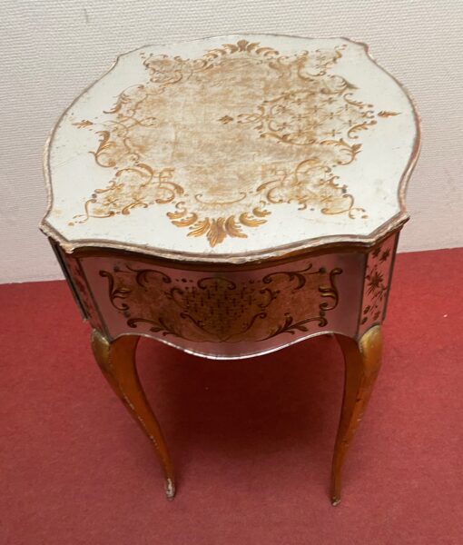 1950′ Commode Arbalète 1 Tiroir Bois Doré Et Metacrylate Eglomise Maison Bagués  48 X 41 X H 58 cm – Image 5