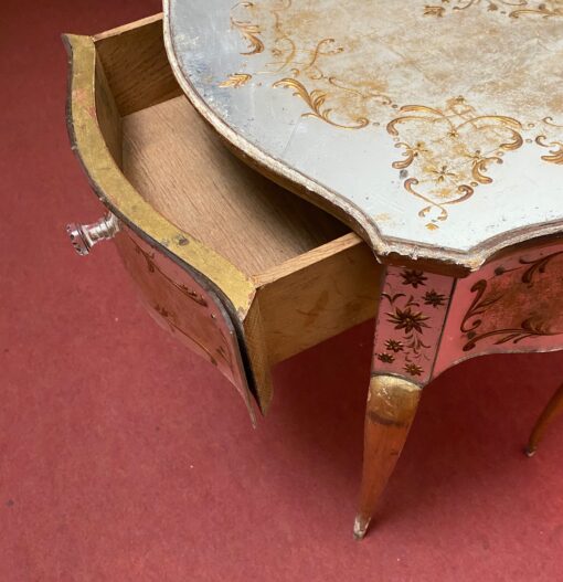 1950′ Commode Arbalète 1 Tiroir Bois Doré Et Metacrylate Eglomise Maison Bagués  48 X 41 X H 58 cm – Image 3
