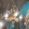 1950'  Lustre Cristal Murano Avec Inclusions Feuilles d’Or 6 Branches H 110 Ø 86 cm – Image 16
