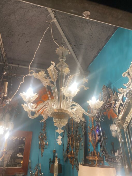 1950' Chandelier Murano Cristal and Gold With 6 Lights Arms H 110 Ø 86 cm - Image 16