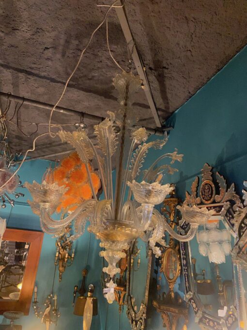 1950' Chandelier Murano Cristal and Gold With 6 Lights Arms H 110 Ø 86 cm - Image 14