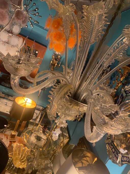 1950' Chandelier Murano Cristal and Gold With 6 Lights Arms H 110 Ø 86 cm - Image 13