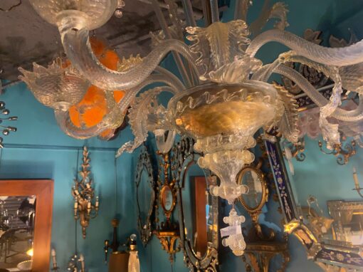 1950' Chandelier Murano Cristal and Gold With 6 Lights Arms H 110 Ø 86 cm - Image 12