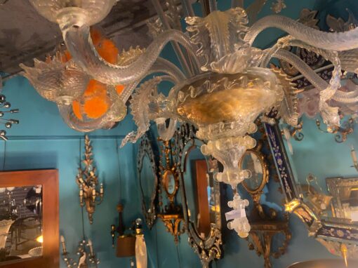 1950' Chandelier Murano Cristal and Gold With 6 Lights Arms H 110 Ø 86 cm - Image 11