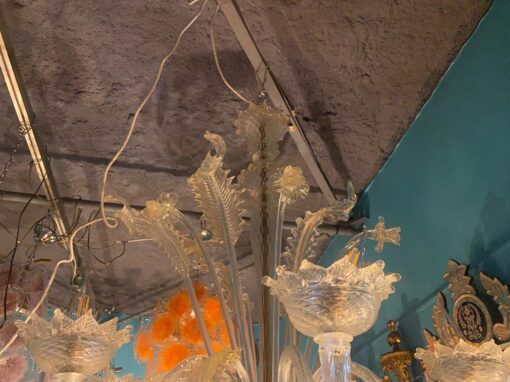 1950' Chandelier Murano Cristal and Gold With 6 Lights Arms H 110 Ø 86 cm - Image 10