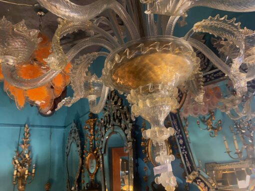 1950' Chandelier Murano Cristal and Gold With 6 Lights Arms H 110 Ø 86 cm - Image 8