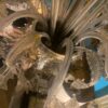 1950'  Lustre Cristal Murano Avec Inclusions Feuilles d’Or 6 Branches H 110 Ø 86 cm – Image 5