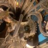 1950'  Lustre Cristal Murano Avec Inclusions Feuilles d’Or 6 Branches H 110 Ø 86 cm – Image 3