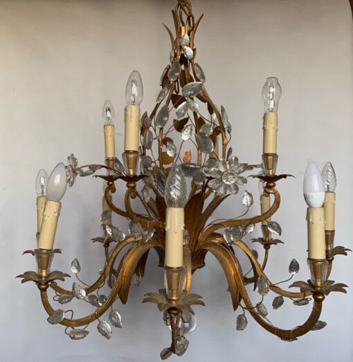 1950/70 Lustre  Maison Baguès Feuillage Et Fleurs 12 Lumiéres  Ø 80 H 82 + 50 cm – Image 19