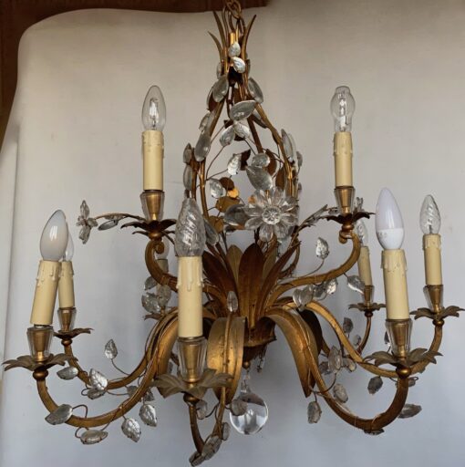 1950/70 Lustre  Maison Baguès Feuillage Et Fleurs 12 Lumiéres  Ø 80 H 82 + 50 cm – Image 18