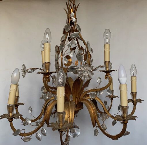 1950/70 Lustre  Maison Baguès Feuillage Et Fleurs 12 Lumiéres  Ø 80 H 82 + 50 cm – Image 17