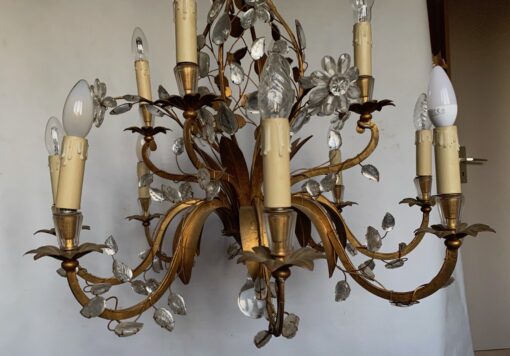 1950/70 Lustre  Maison Baguès Feuillage Et Fleurs 12 Lumiéres  Ø 80 H 82 + 50 cm – Image 16