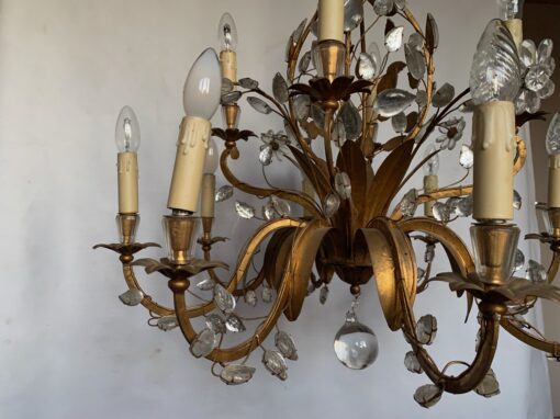 1950/70 Lustre  Maison Baguès Feuillage Et Fleurs 12 Lumiéres  Ø 80 H 82 + 50 cm – Image 15