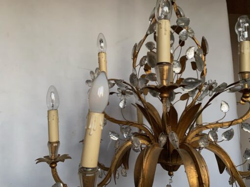 1950/70 Lustre  Maison Baguès Feuillage Et Fleurs 12 Lumiéres  Ø 80 H 82 + 50 cm – Image 14