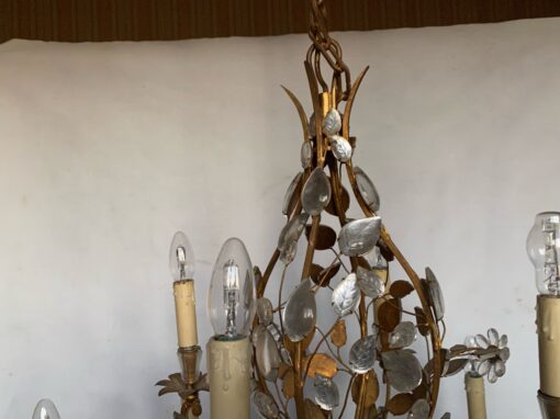 1950/70 Lustre  Maison Baguès Feuillage Et Fleurs 12 Lumiéres  Ø 80 H 82 + 50 cm – Image 13