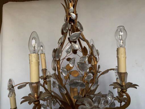 1950/70 Lustre  Maison Baguès Feuillage Et Fleurs 12 Lumiéres  Ø 80 H 82 + 50 cm – Image 11