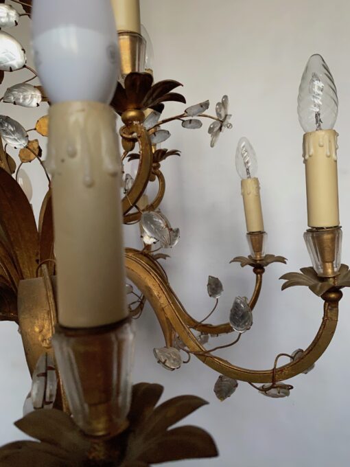 1950/70 Lustre  Maison Baguès Feuillage Et Fleurs 12 Lumiéres  Ø 80 H 82 + 50 cm – Image 9