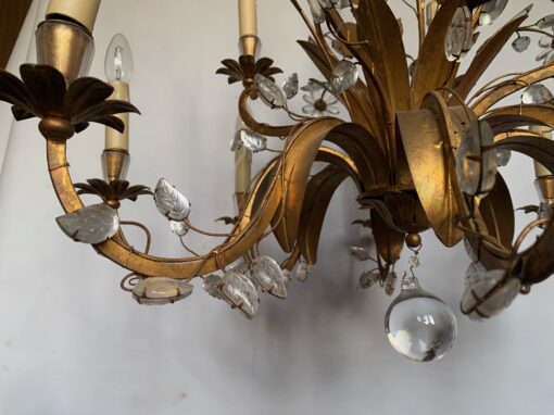 1950/70 Lustre  Maison Baguès Feuillage Et Fleurs 12 Lumiéres  Ø 80 H 82 + 50 cm – Image 7