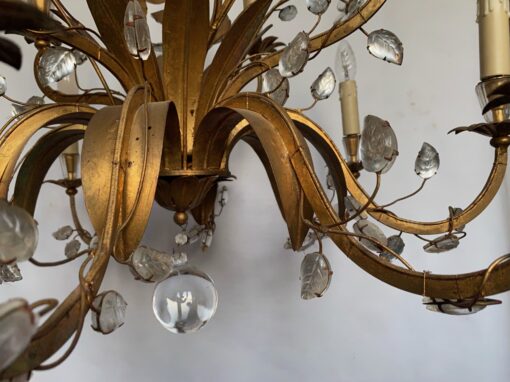 1950/70 Lustre  Maison Baguès Feuillage Et Fleurs 12 Lumiéres  Ø 80 H 82 + 50 cm – Image 6