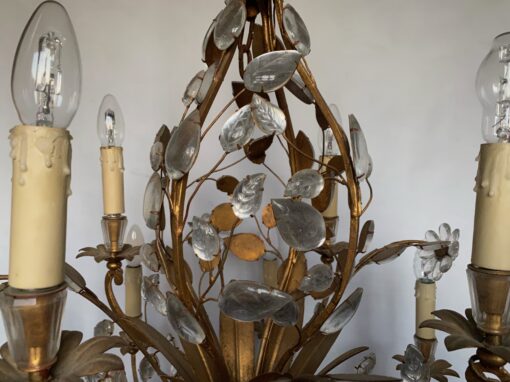 1950/70 Lustre  Maison Baguès Feuillage Et Fleurs 12 Lumiéres  Ø 80 H 82 + 50 cm – Image 4