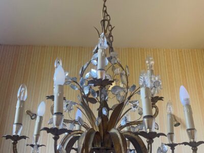 1950/70 Lustre  Maison Baguès Feuillage Et Fleurs 12 Lumiéres  Ø 80 H 82 + 50 cm
