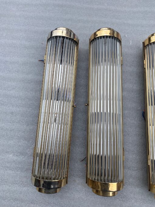 1970′ Series of 4 Genet Michon Or  Petitot Style Glass Tube Wall Lights H 57 cm - Image 5