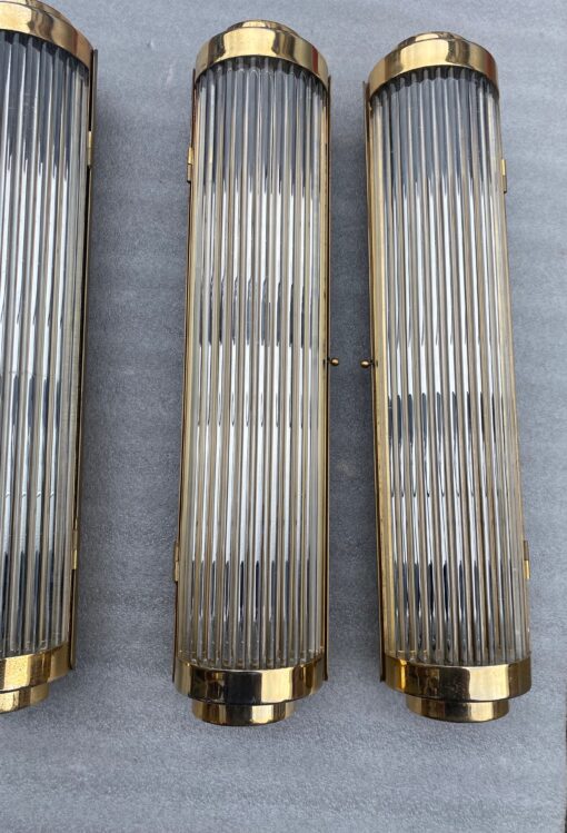 1970′ Series of 4 Genet Michon Or  Petitot Style Glass Tube Wall Lights H 57 cm - Image 4