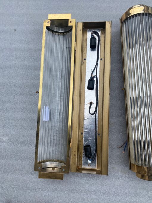 1970′ Series of 4 Genet Michon Or  Petitot Style Glass Tube Wall Lights H 57 cm - Image 3