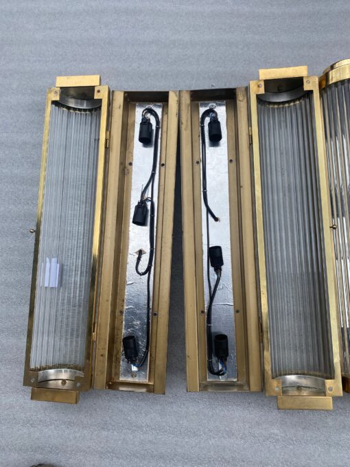 1970′ Series of 4 Genet Michon Or  Petitot Style Glass Tube Wall Lights H 57 cm - Image 2