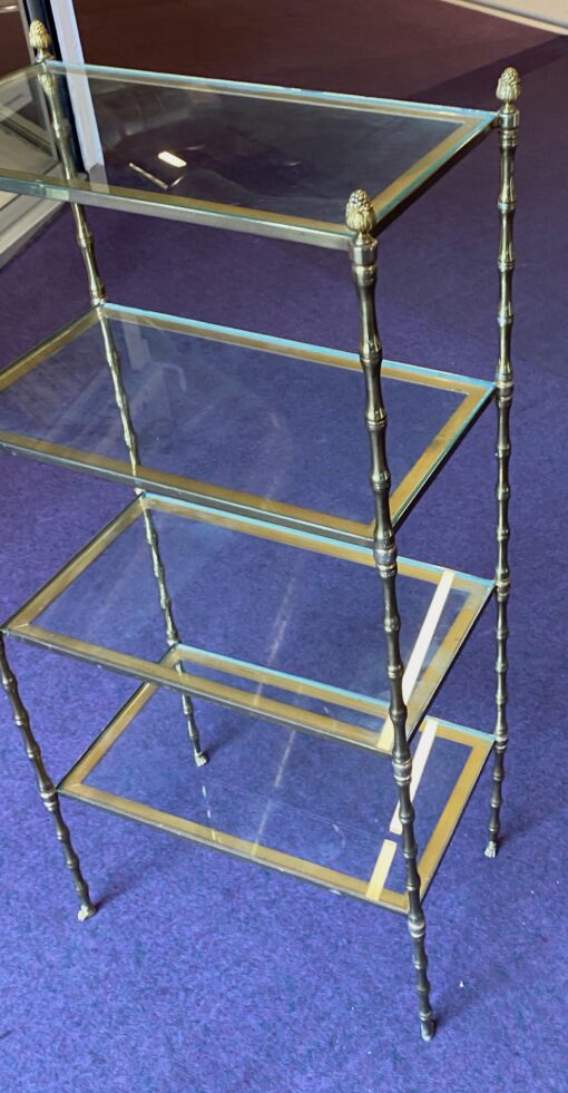 1970′ Bronze Shelf at 4 Levels Maison Baguès Glass Trays 31 X 56 H 118 cm - Image 5