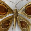 1970’ Bronze or Brass Butterfly Wall Lamp, Duval Brasseur Or Isabelle Faure, 4 Bulbs, Agate Wings: 40 x H 33 cm - Image 4