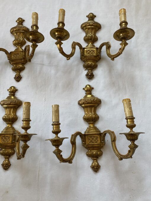 1970/80 Series Of 6 Wall Lights In Gilt Bronze In The Style Of LXVI Signed Maison Baguès 36 X H 39 cm - Image 13