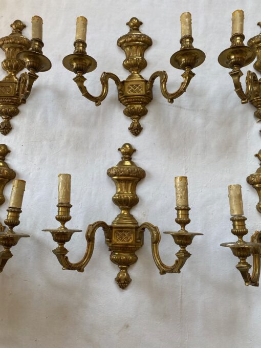 1970/80 Series Of 6 Wall Lights In Gilt Bronze In The Style Of LXVI Signed Maison Baguès 36 X H 39 cm - Image 12