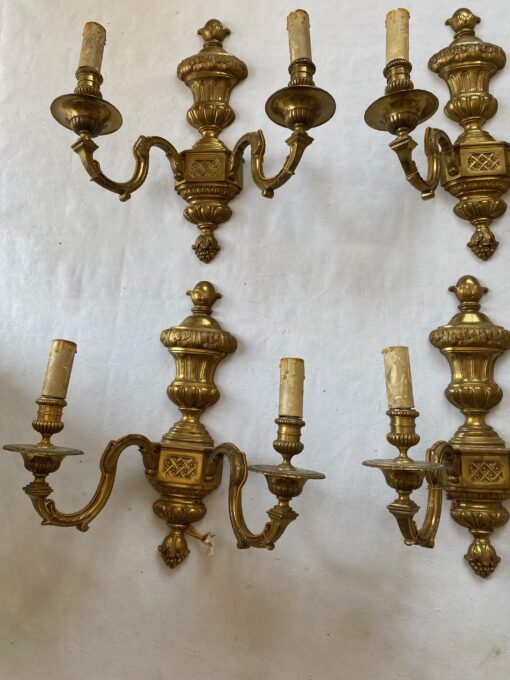 1970/80 Series Of 6 Wall Lights In Gilt Bronze In The Style Of LXVI Signed Maison Baguès 36 X H 39 cm - Image 11