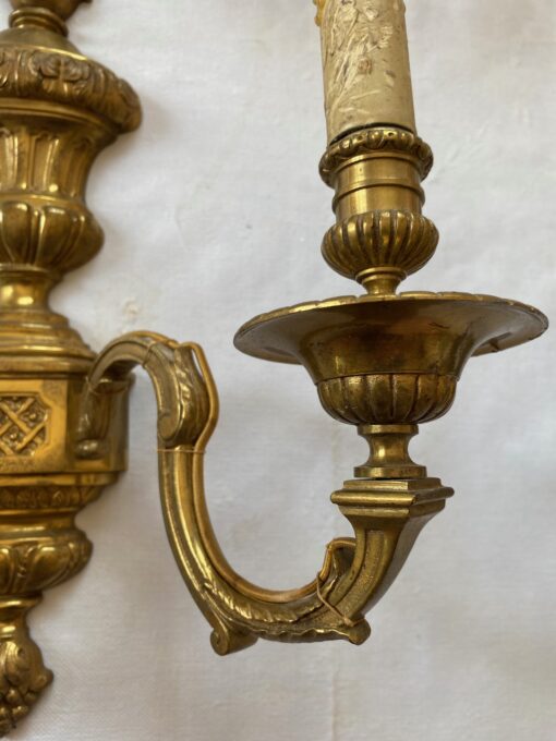 1970/80 Series Of 6 Wall Lights In Gilt Bronze In The Style Of LXVI Signed Maison Baguès 36 X H 39 cm - Image 9