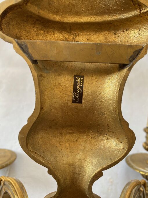 1970/80 Series Of 6 Wall Lights In Gilt Bronze In The Style Of LXVI Signed Maison Baguès 36 X H 39 cm - Image 4