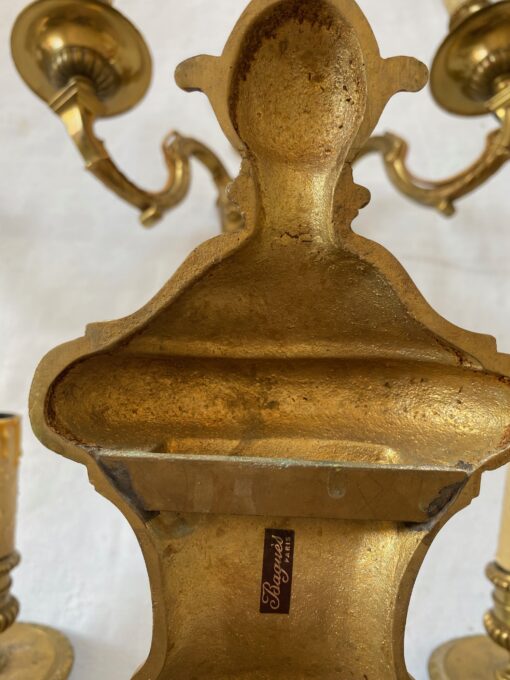 1970/80 Series Of 6 Wall Lights In Gilt Bronze In The Style Of LXVI Signed Maison Baguès 36 X H 39 cm - Image 3