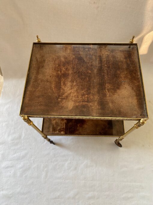 1970′ Rolling Trolley Aldo Tura Gilt Bronze Sheathed Trays Goat Skin 40 X 50 X H 54 cm - Image 7