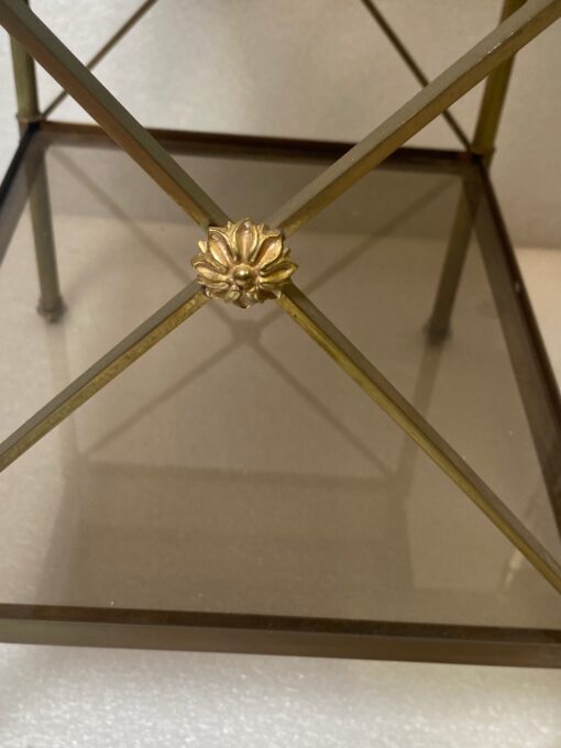 1950/70′ Pair of Shelves has 3 Levels With Smoked Glass Maison Baguès with Crosses Flower - Image 3