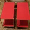 1970′ Pair Of Side Tables At 2 Levels Maison Jansen Carmine Red Leather Trays With Vintage Gold Nets 65 X 35 H 52 cm - Image 7