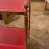 1970′ Pair Of Side Tables At 2 Levels Maison Jansen Carmine Red Leather Trays With Vintage Gold Nets 65 X 35 H 52 cm - Image 5