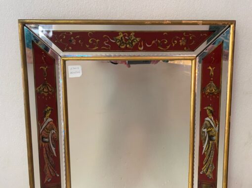 1960/70 Chinese Mirror And Venetian Masks Eglomized Decor And Gold Leaf Frame 76 X 61 cm - Image 11