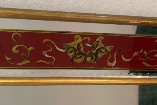 1960/70 Chinese Mirror And Venetian Masks Eglomized Decor And Gold Leaf Frame 76 X 61 cm - Image 5