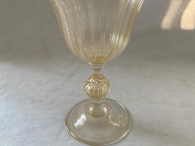 1970/80 ′ Murano Crystal Vase With Murano Gold Paillons H 43 cm Ø 34