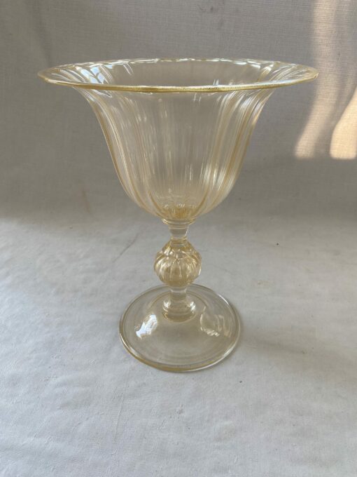 1970/80 ′ Murano Crystal Vase With Murano Gold Paillons H 43 cm Ø 34