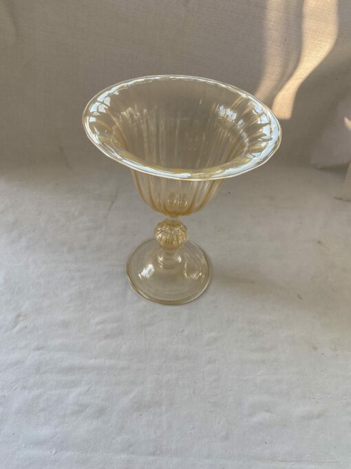 1970/80 ′ Murano Crystal Vase With Murano Gold Paillons H 43 cm Ø 34 - Image 4